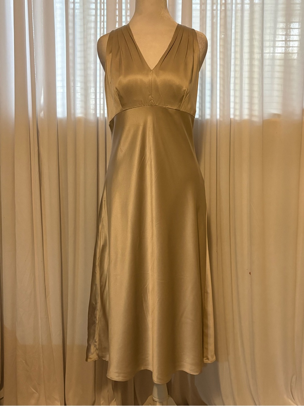 Ann Taylor LOFT 100% Silk Midi Satin Dress Size 10